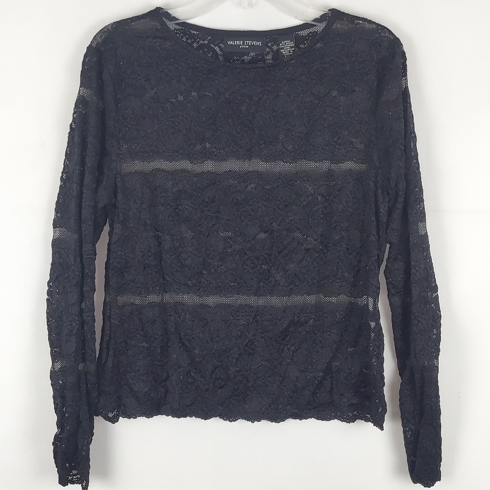 Valerie Stevens Floral Lace Blouse Top Womens PM Going Out Party Whimsigoth